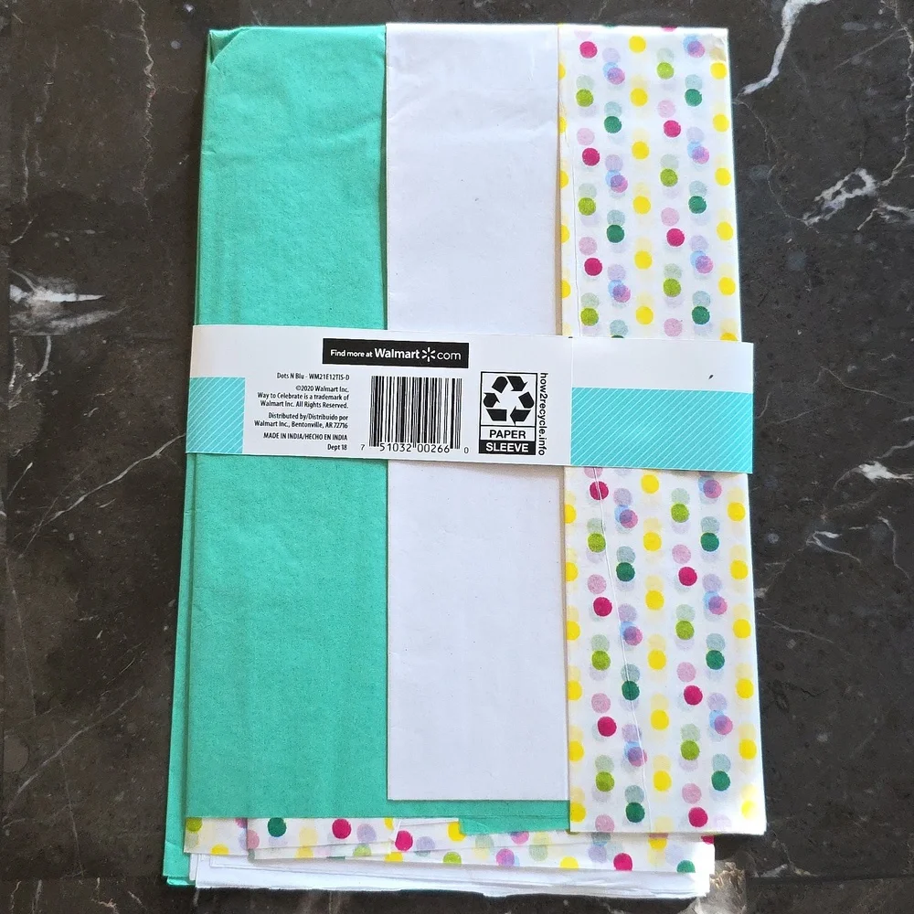 Spritz Polka Dot Gift Box 10 x 10 x 4.5 Square With Gift Wrap Tissue Paper